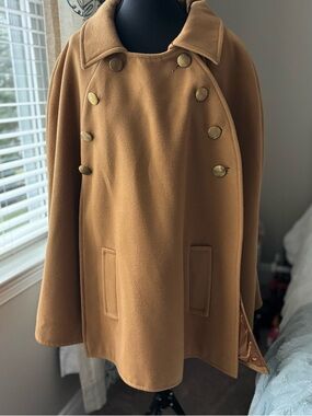 Joan Rivers Camel Double-Breasted Cape Coat